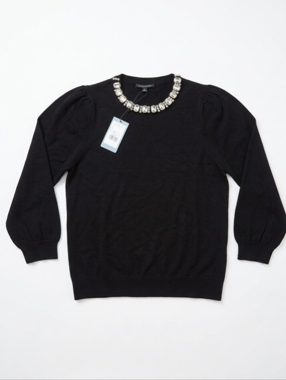 Black Embellished Crewneck Sweater